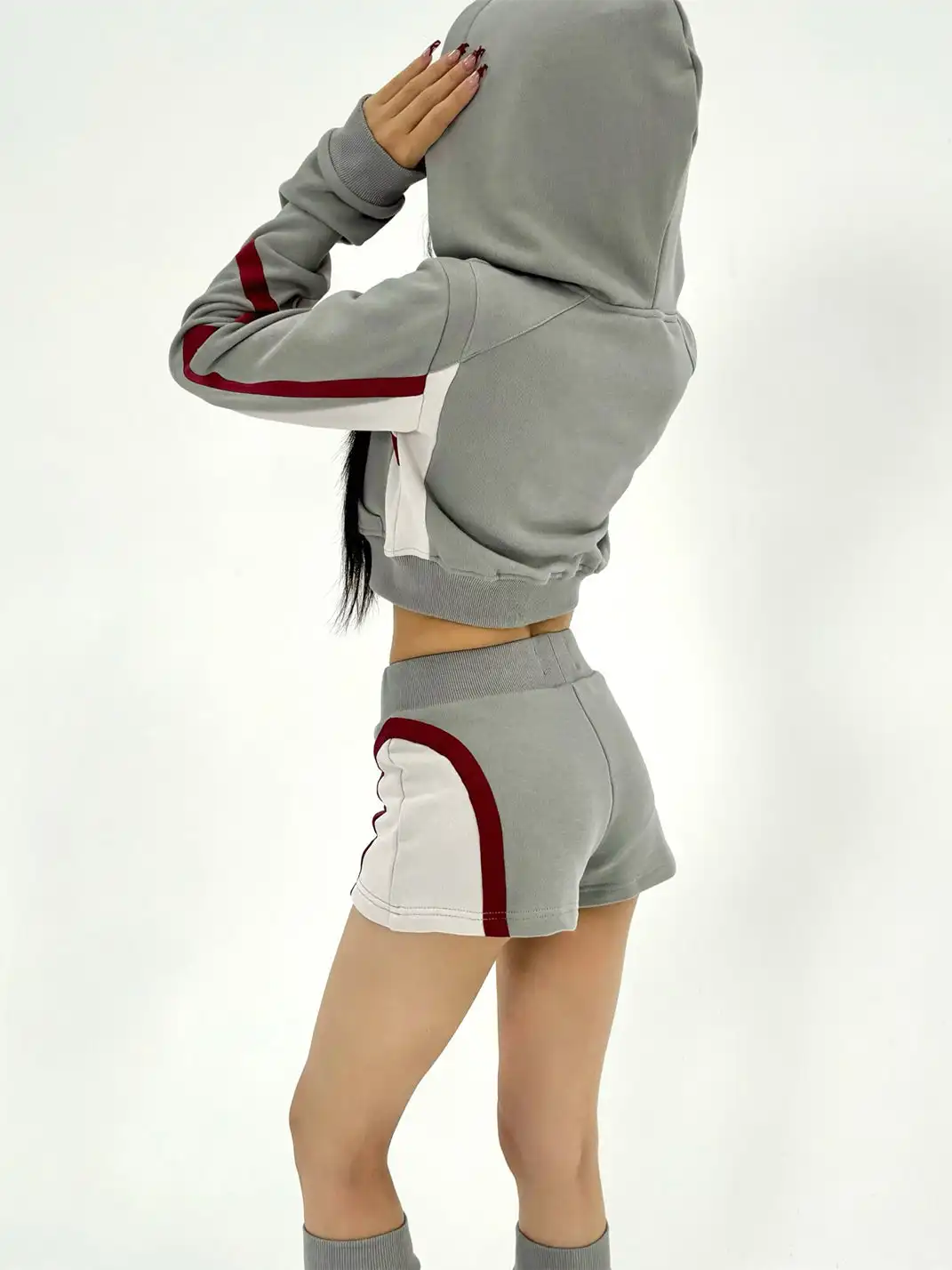 ONNASENSHI | Color Block Zip Front Hoodie + Shorts