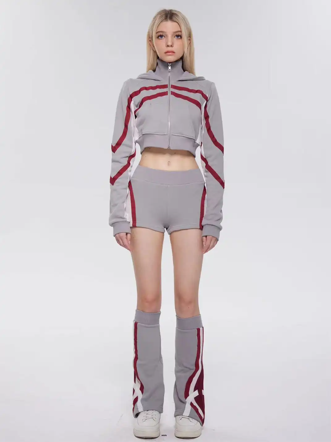 ONNASENSHI | Color Block Zip Front Hoodie + Shorts