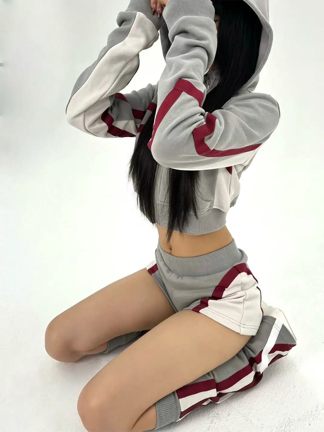 ONNASENSHI | Color Block Zip Front Hoodie + Shorts