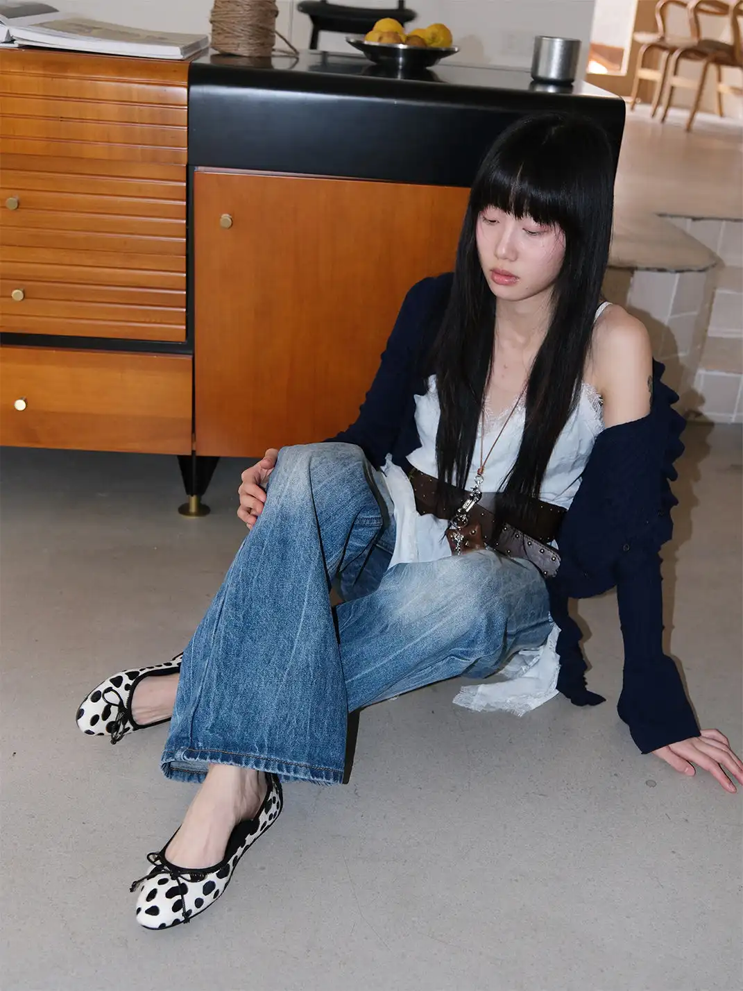 Mooreyu | Polka Dot Bow Mary Jane Shoes