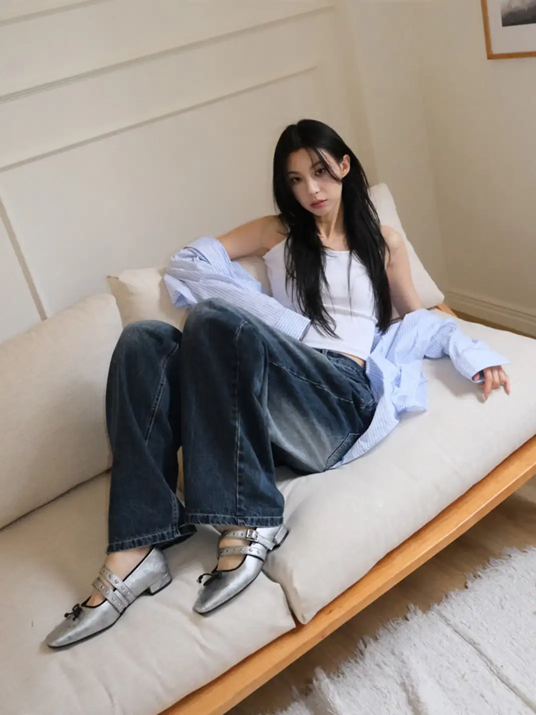 Mooreyu | Square-Toed Low-Cut Flat Shoes