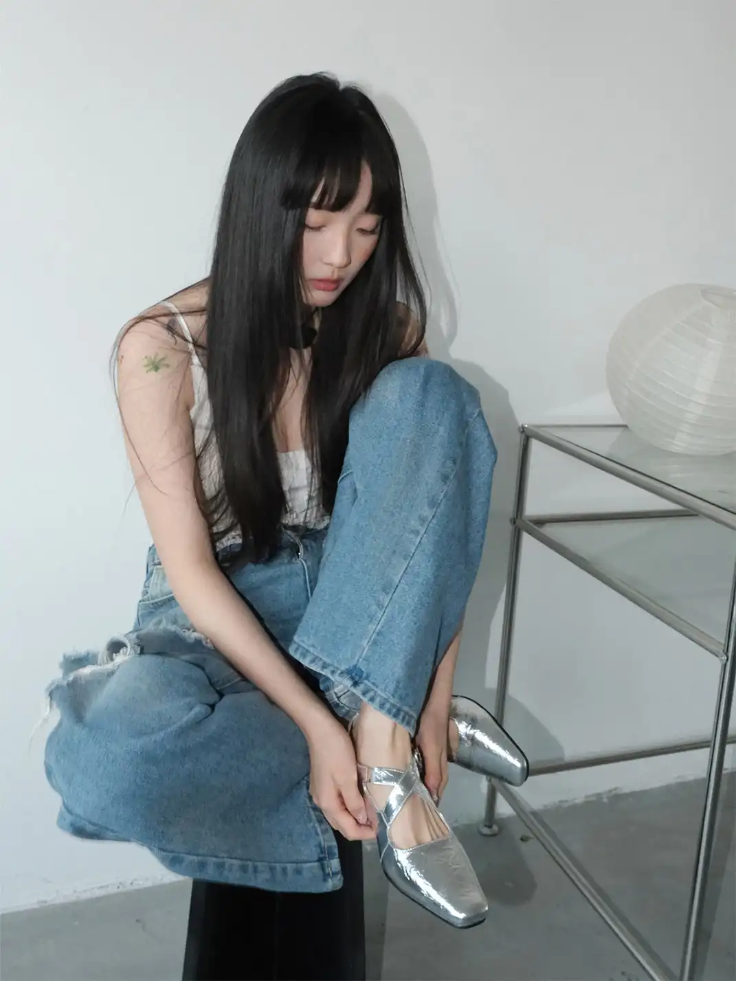 Mooreyu | Retro Square-Toe Cross Flat Shoes