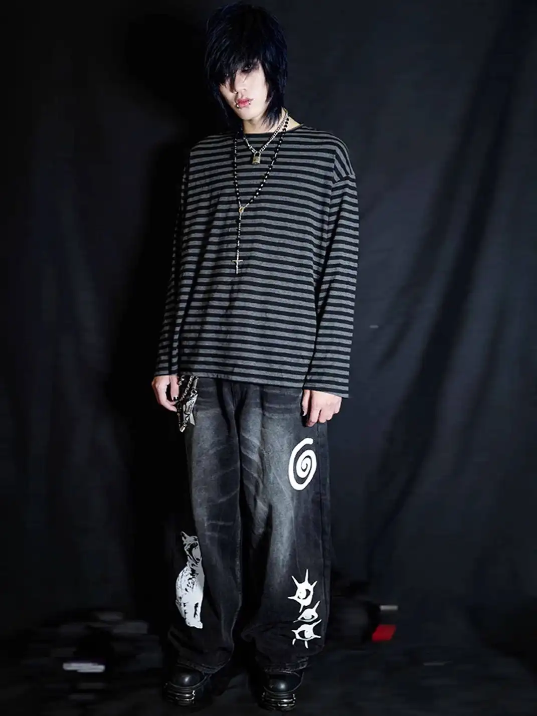 BIZZCUT | Drop-Shoulder Striped Base T-Shirt