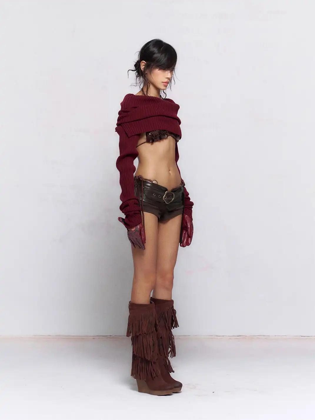 Flowers birds Market | Knitted Turtleneck Long-Sleeved Top