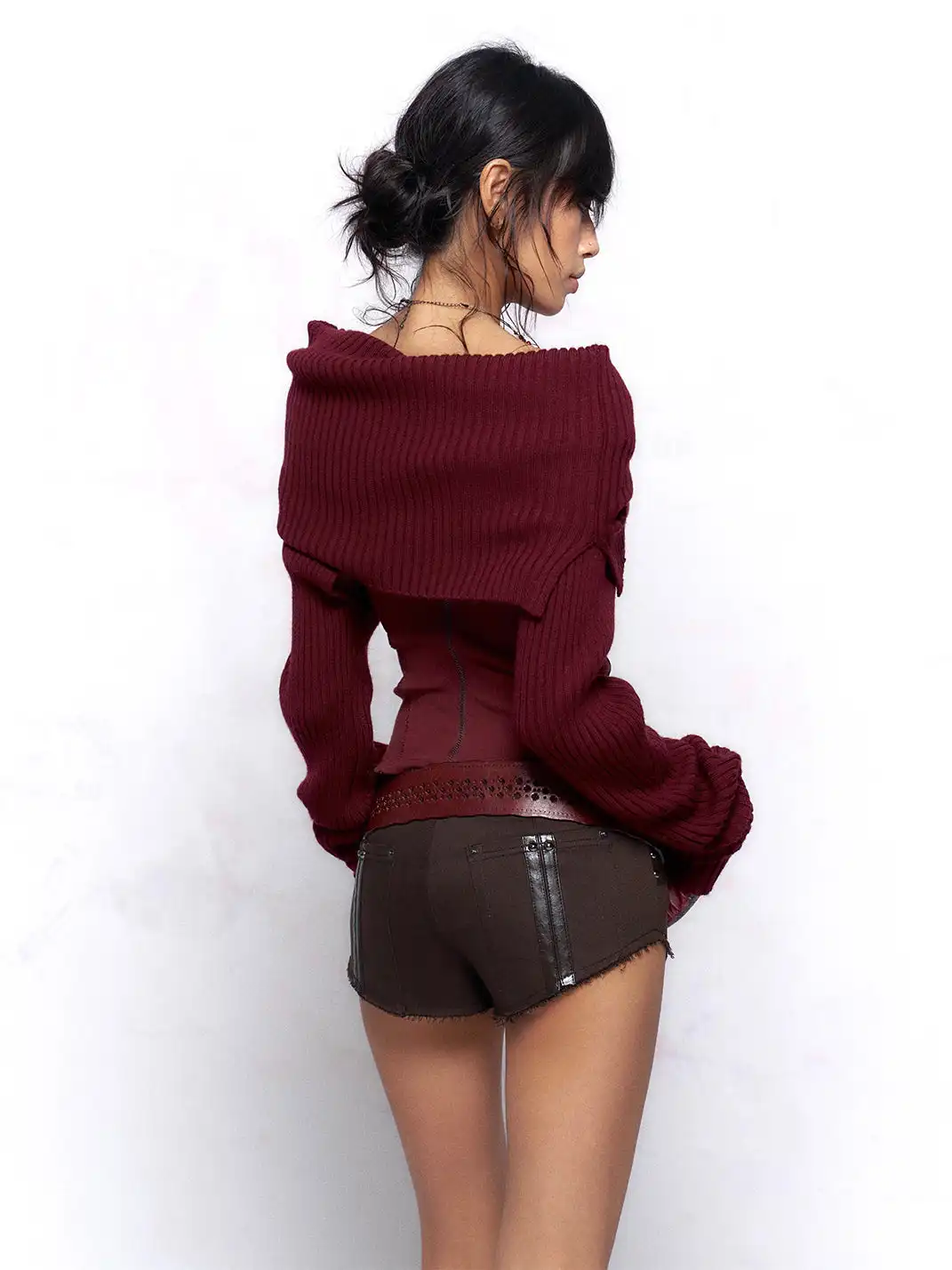 Flowers birds Market | Knitted Turtleneck Long-Sleeved Top