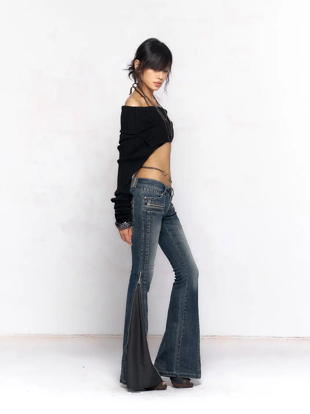 Flowers birds Market | Knitted Turtleneck Long-Sleeved Top