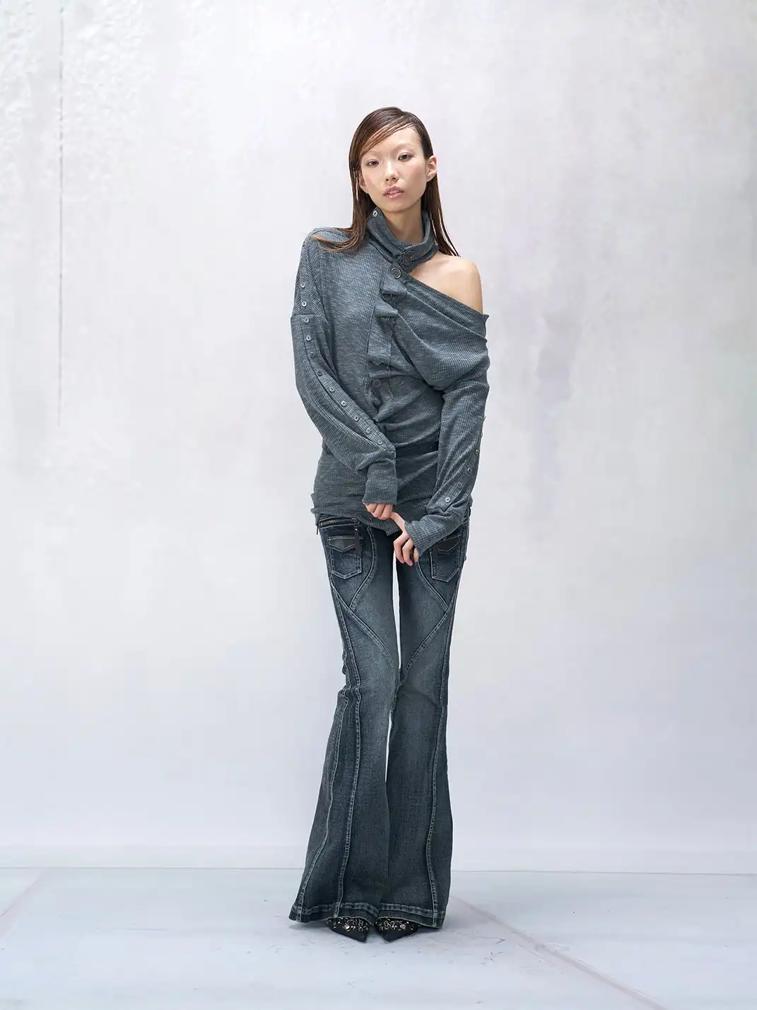 Flowers birds Market | Button-Up Pleated Cut-out Top