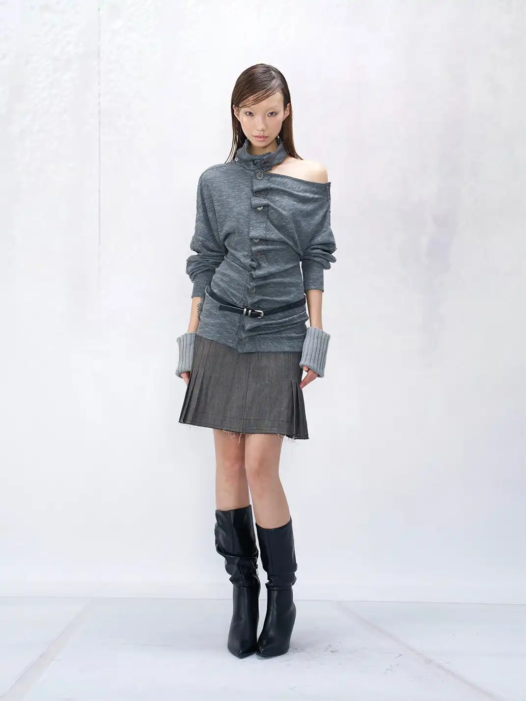 Flowers birds Market | Button-Up Pleated Cut-out Top