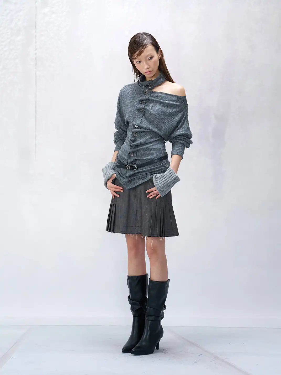 Flowers birds Market | Button-Up Pleated Cut-out Top
