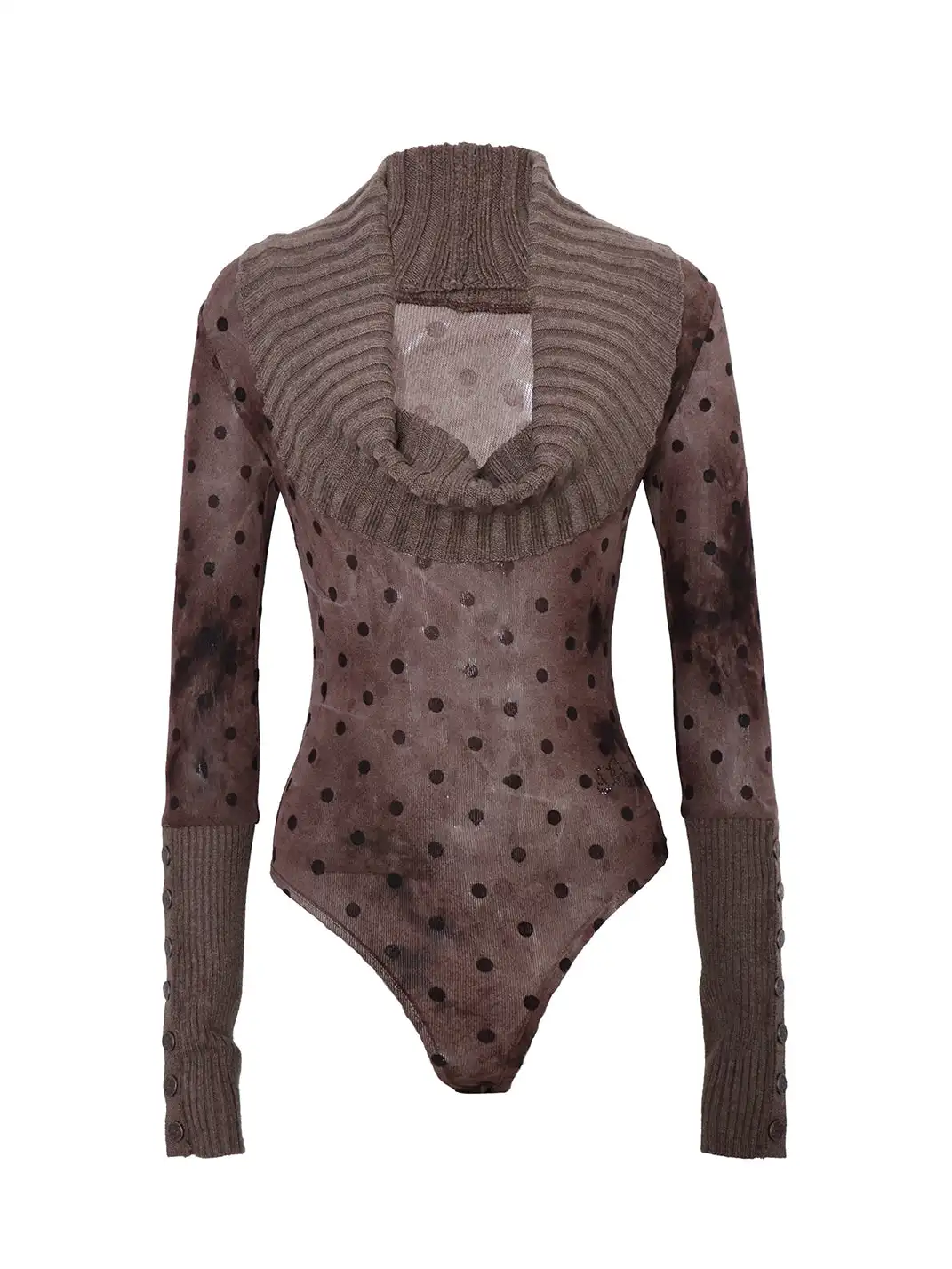 Flowers birds Market | Tie-Dye Polka Dot Patchwork Knitted Bodysuit