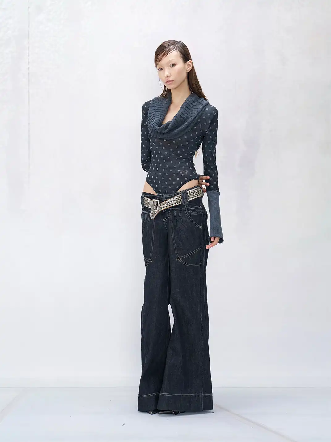 Flowers birds Market | Tie-Dye Polka Dot Patchwork Knitted Bodysuit