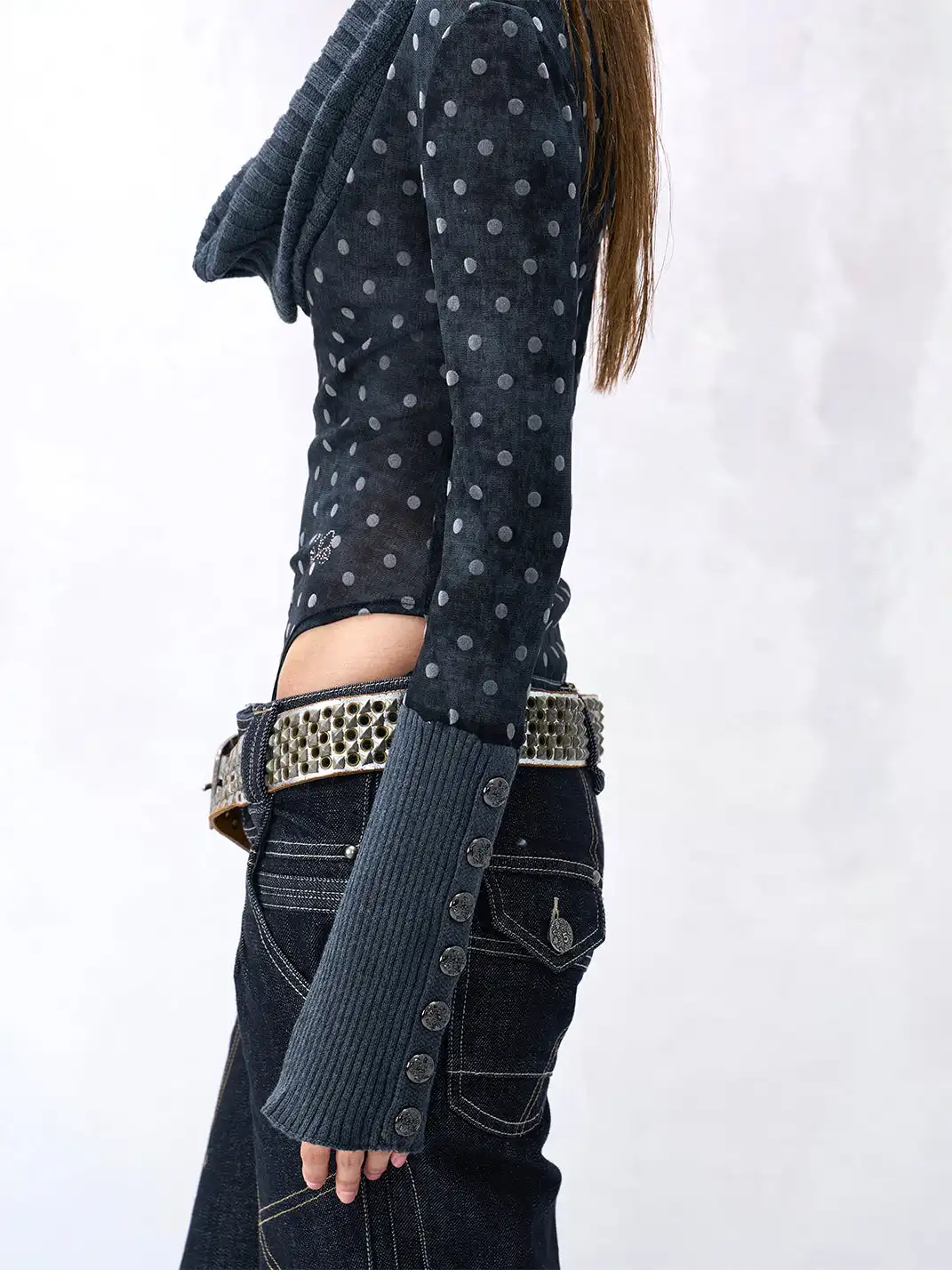 Flowers birds Market | Tie-Dye Polka Dot Patchwork Knitted Bodysuit
