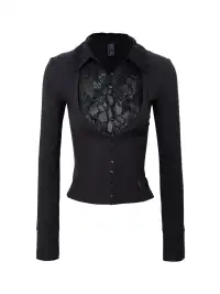 Flowers birds Market | Faux Two-Piece Lace-Trimmed Knit Top