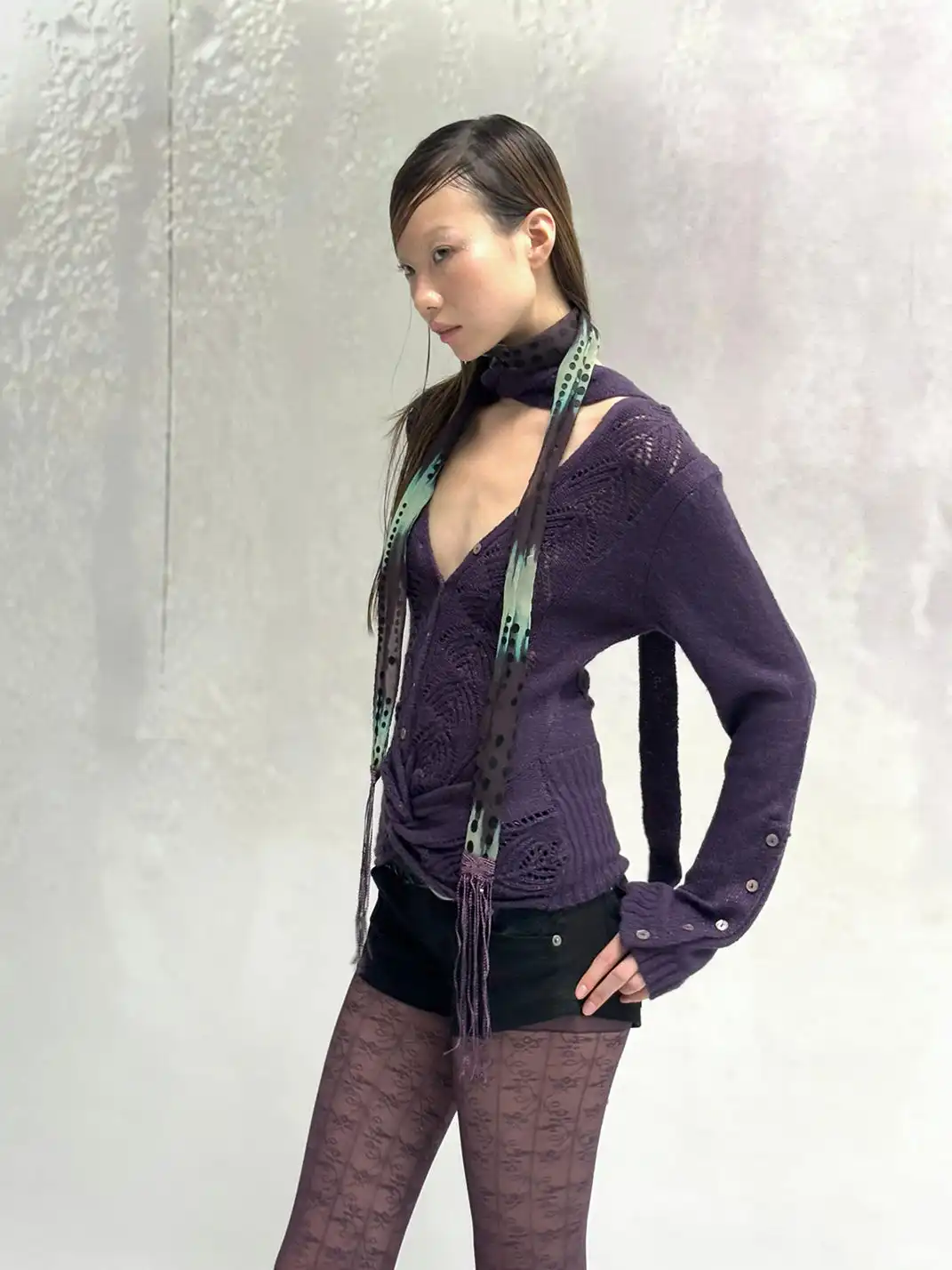 Flowers birds Market | Two-Way V-Neck Knitted Openwork Top