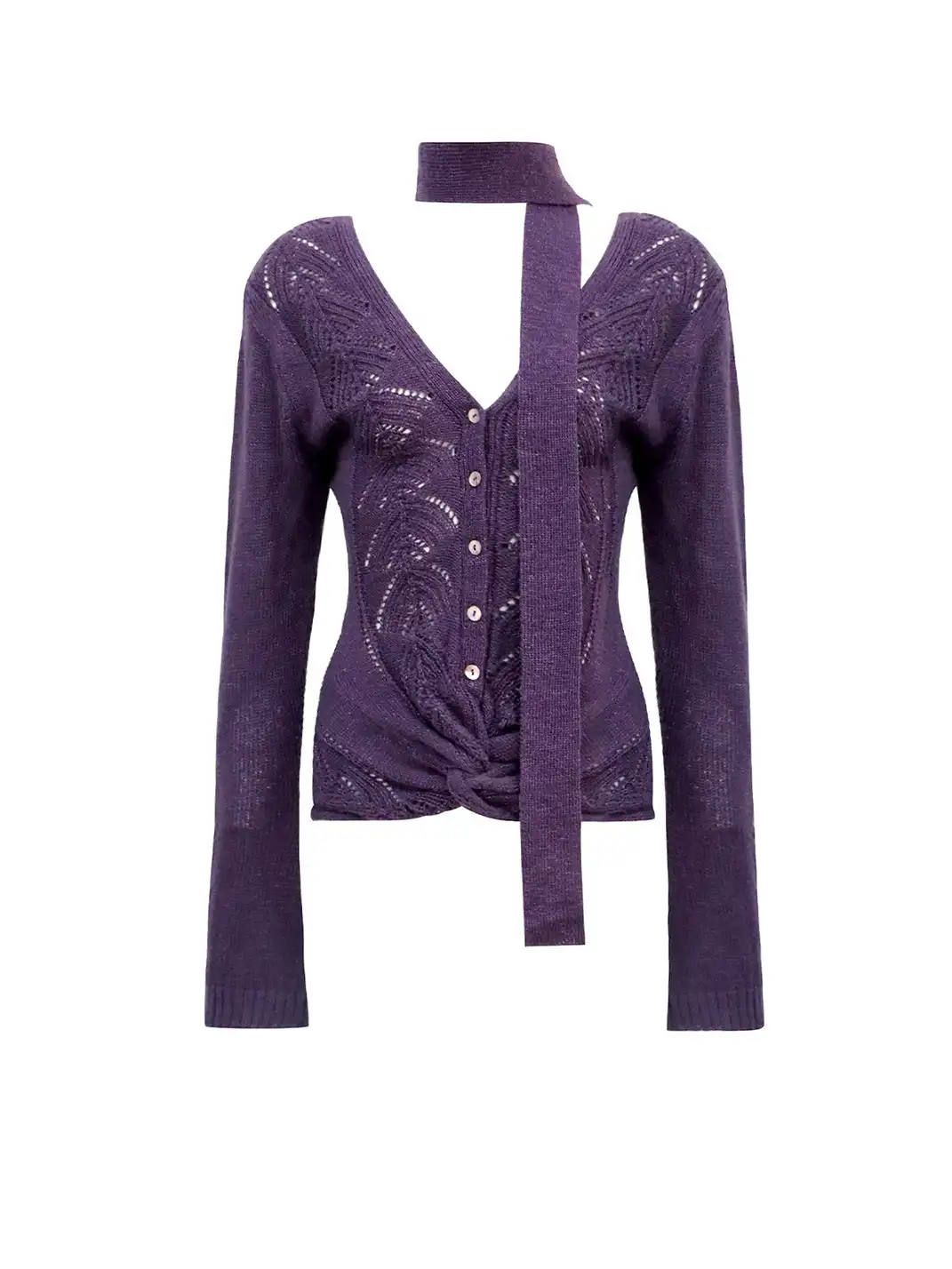 Flowers birds Market | Two-Way V-Neck Knitted Openwork Top