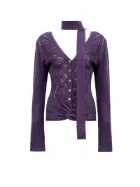 Flowers birds Market | Two-Way V-Neck Knitted Openwork Top