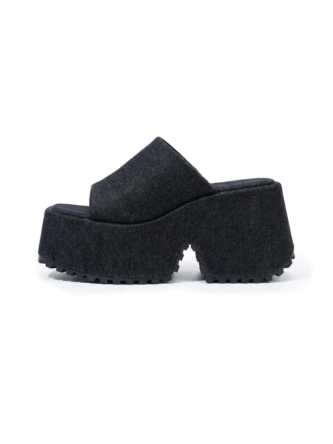 SISTER CURIE | Square-Toe Platform Denim Sandals