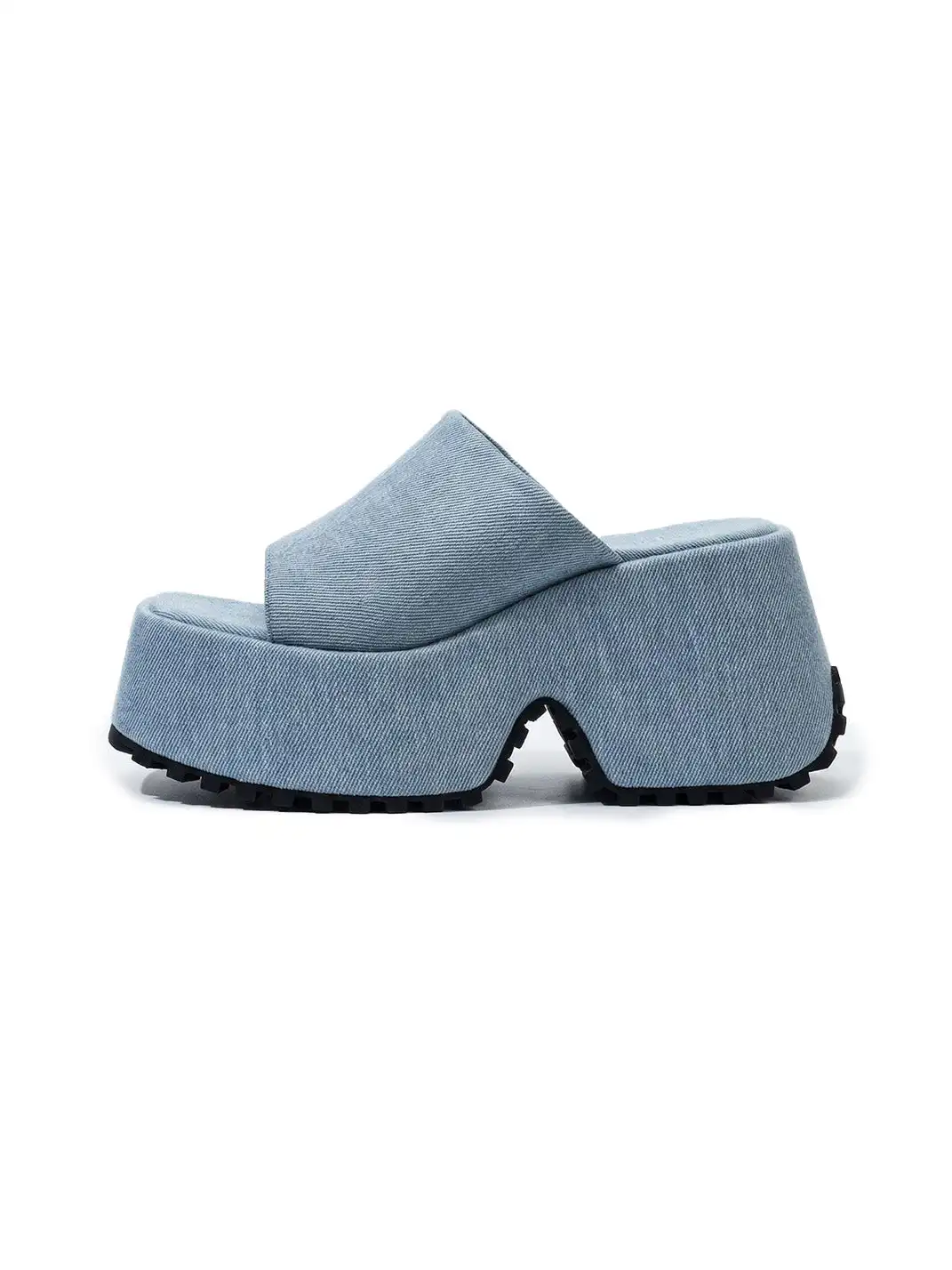 SISTER CURIE | Square-Toe Platform Denim Sandals
