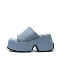 SISTER CURIE | Square-Toe Platform Denim Sandals