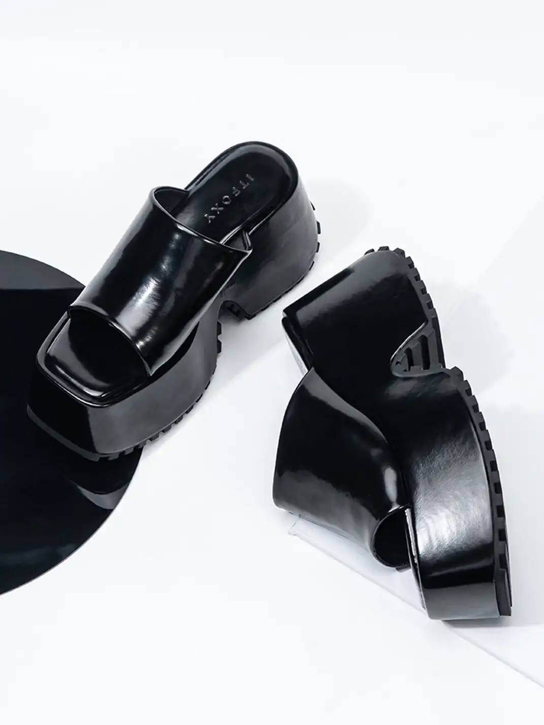 SISTER CURIE | Square-Toe Platform Denim Sandals
