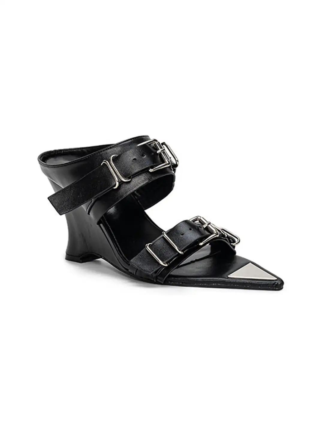 SISTER CURIE | Pointed-Toe Buckle Wedge Sandals