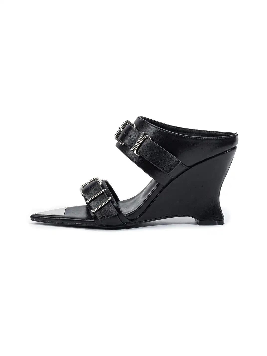 SISTER CURIE | Pointed-Toe Buckle Wedge Sandals