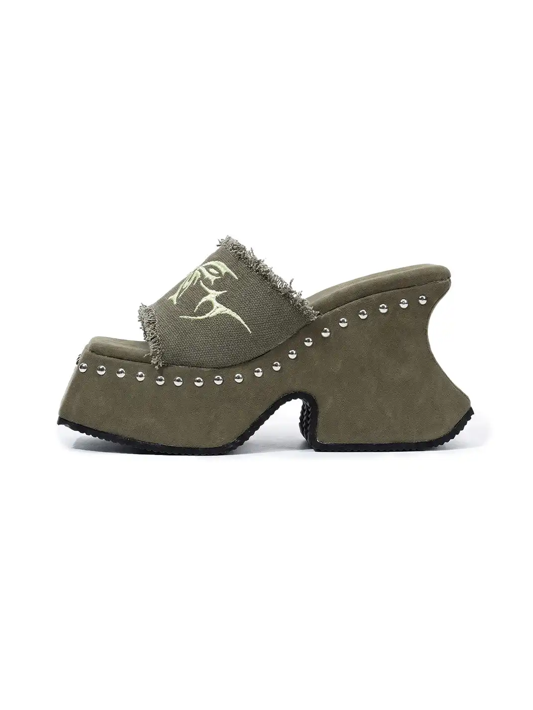 SISTER CURIE | Raw-Edged Embroidered Platform Sandals