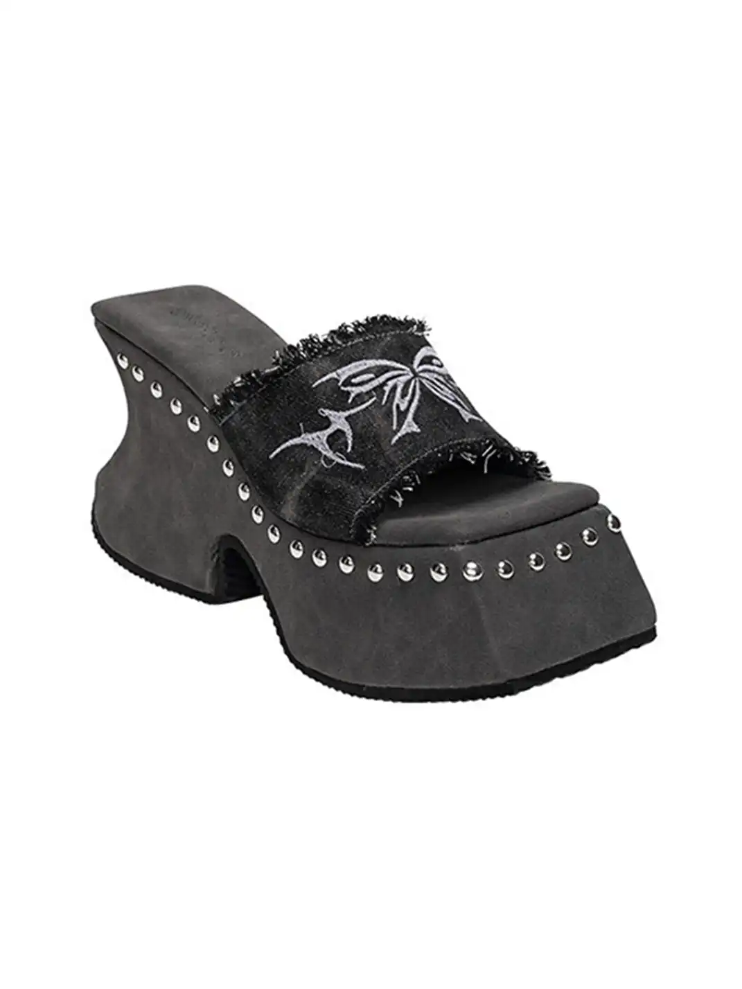 SISTER CURIE | Raw-Edged Embroidered Platform Sandals