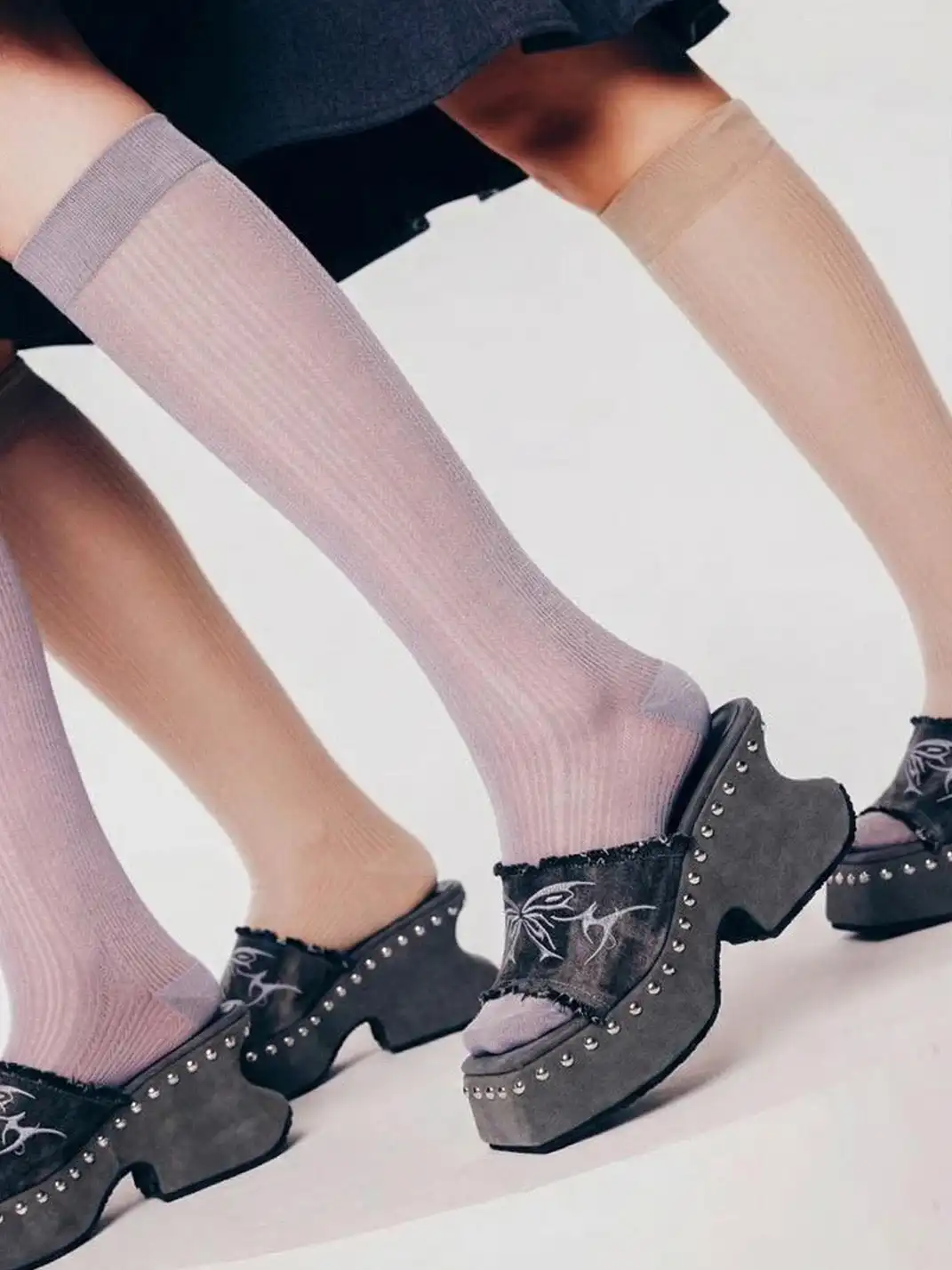 SISTER CURIE | Raw-Edged Embroidered Platform Sandals