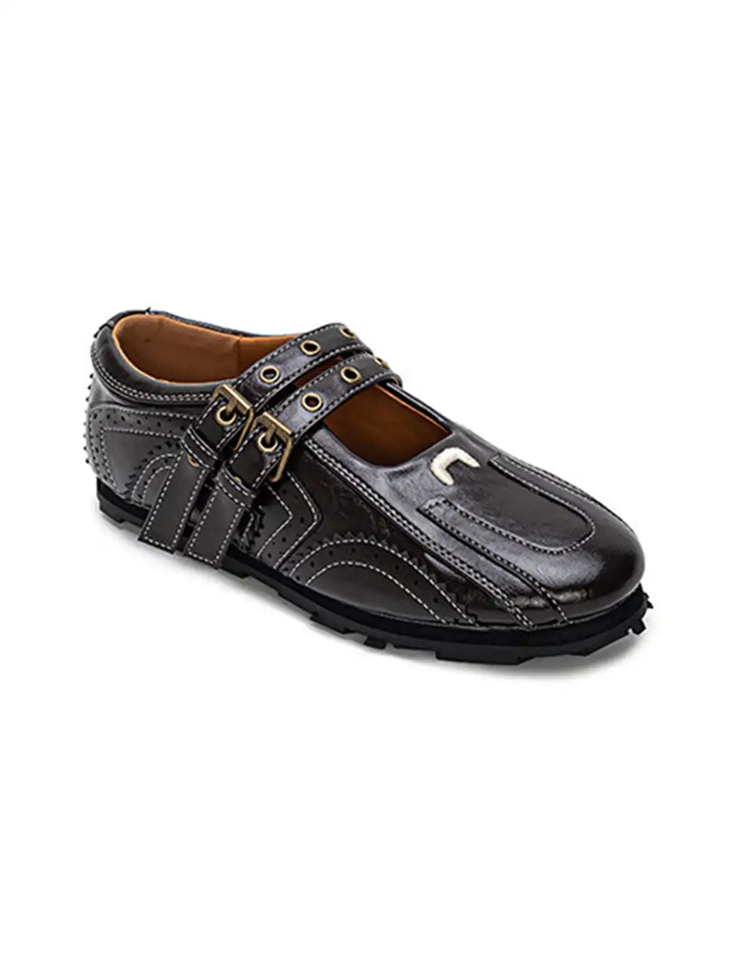 SISTER CURIE | Shallow-Cut Studded Buckle Flat Shoes