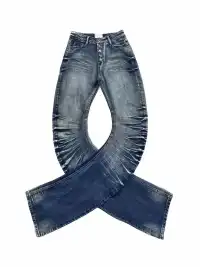 CandyCash | Crackled Washed Whiskered Flared Jeans
