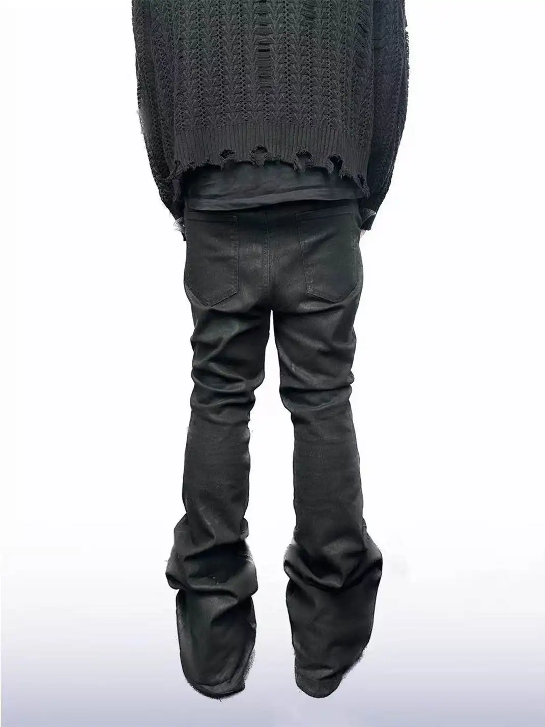 CandyCash | Wax-Coated Wrinkled Studded Jeans