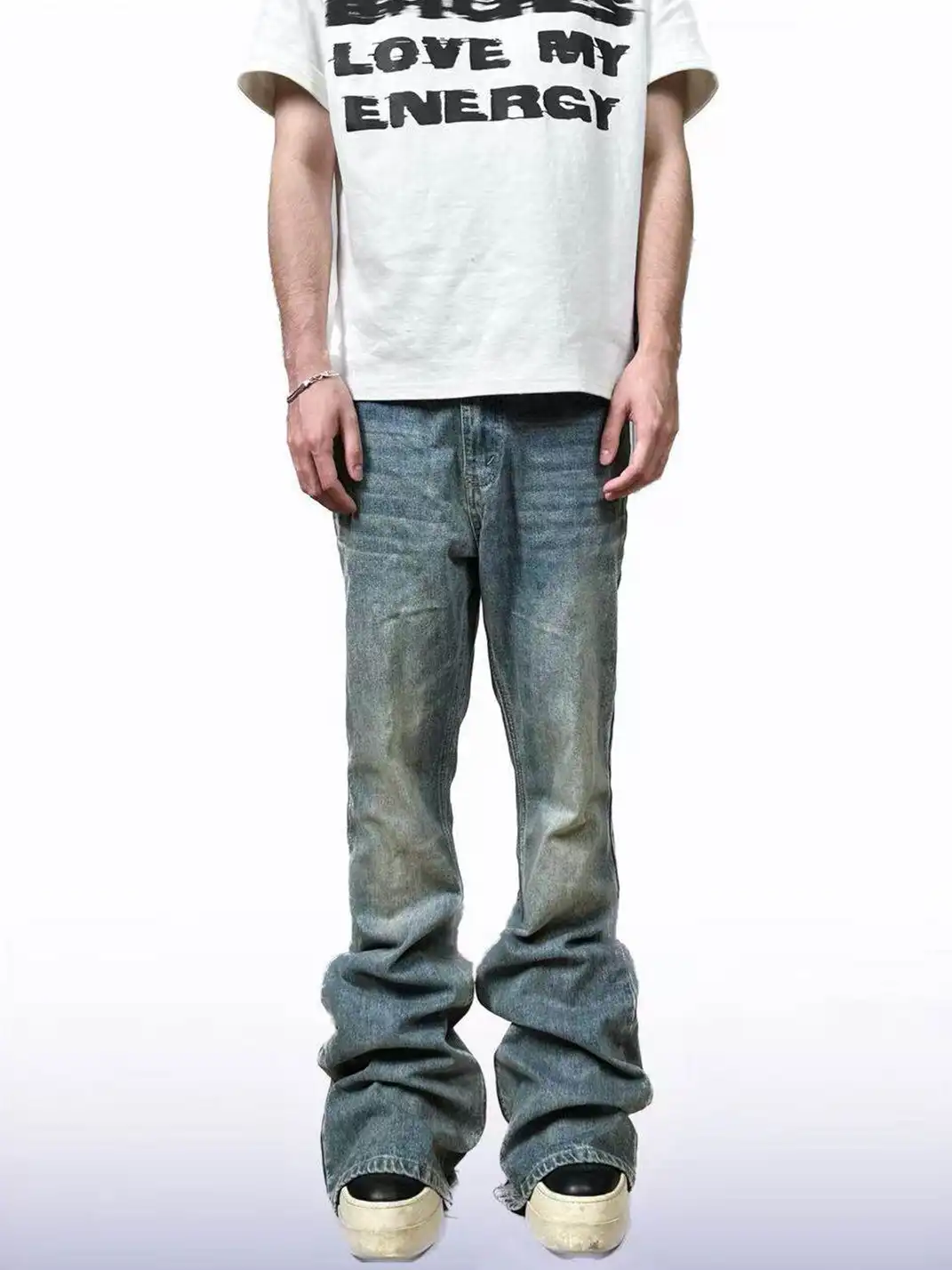 CandyCash | Distressed Washed Ice Blue Flared Jeans
