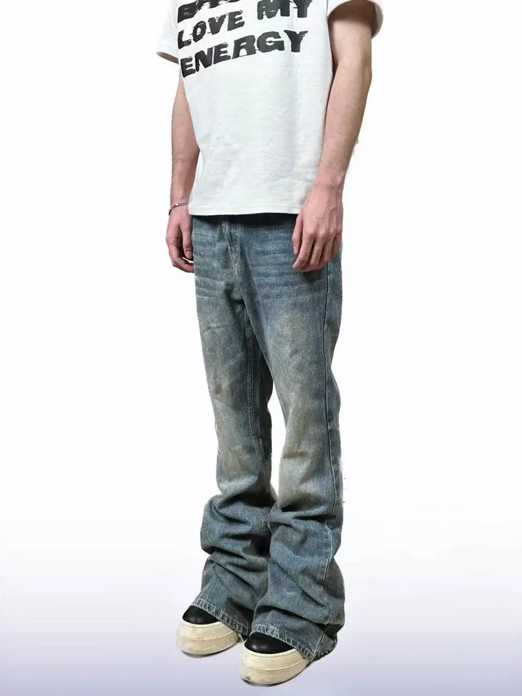 CandyCash | Distressed Washed Ice Blue Flared Jeans