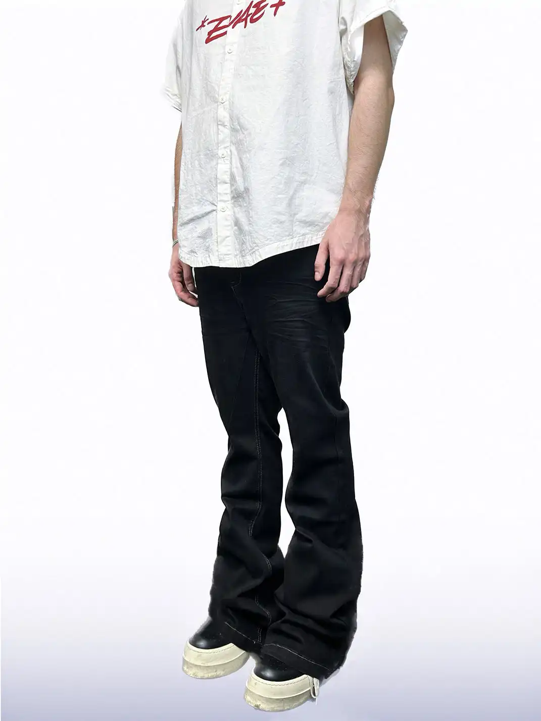 CandyCash | Hand-Pleated Floor-Length Jeans