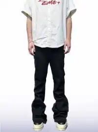 CandyCash | Hand-Pleated Floor-Length Jeans