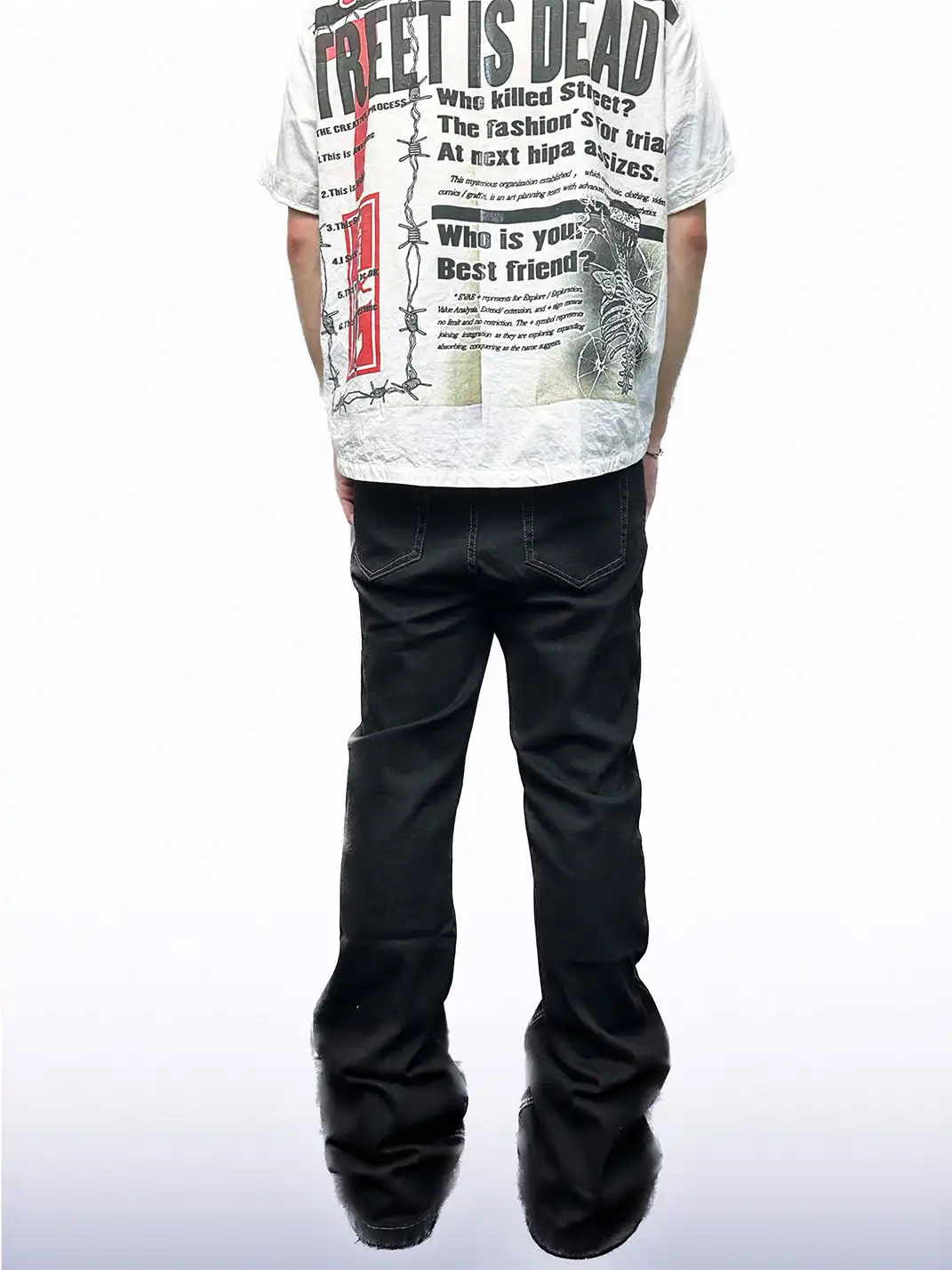 CandyCash | Hand-Pleated Floor-Length Jeans