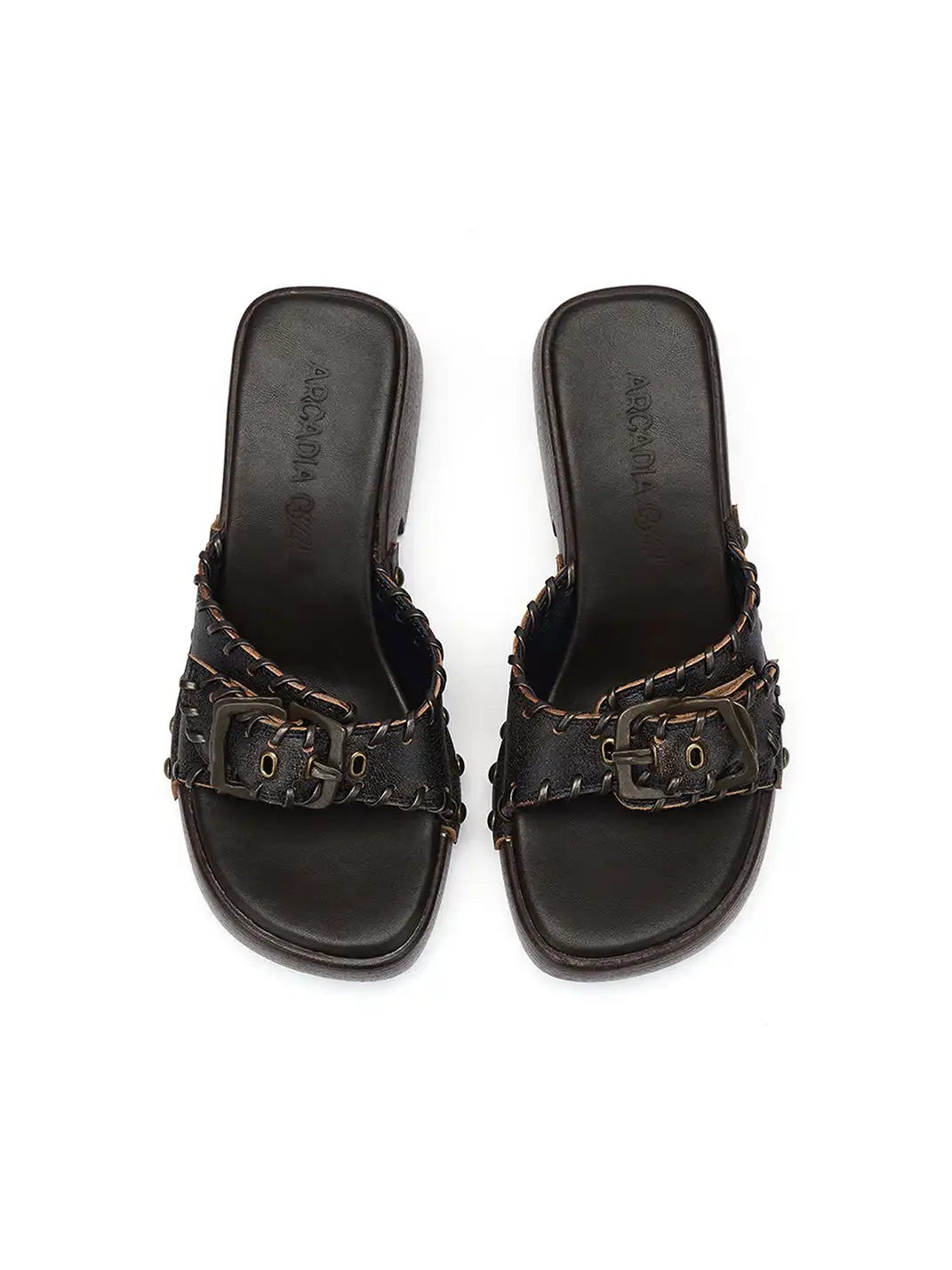 Arcadiagyal | Woven Top-Grain Cowhide Platform Sandals