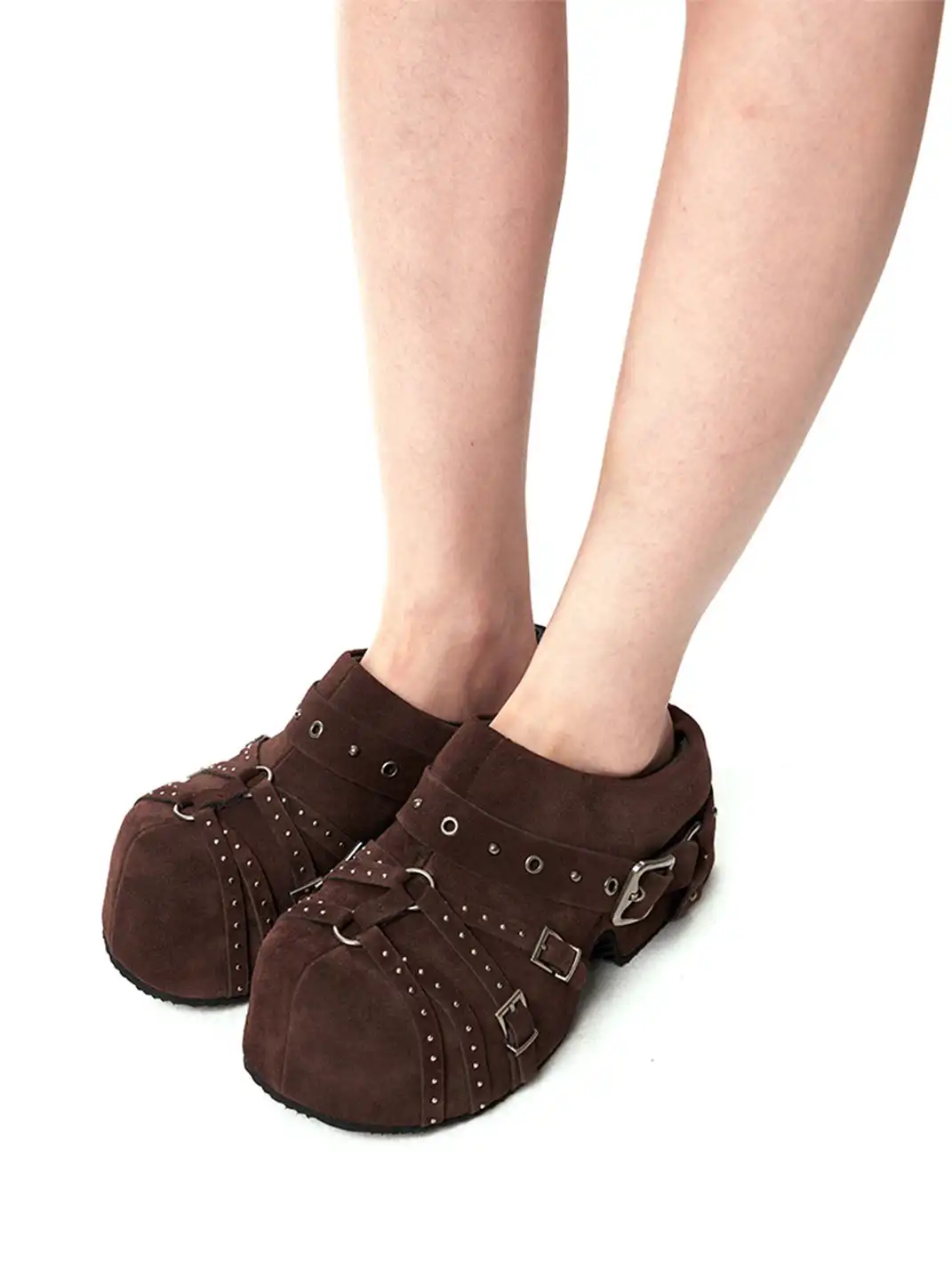 Arcadiagyal | Strappy Rivet Closed-Toe Slippers