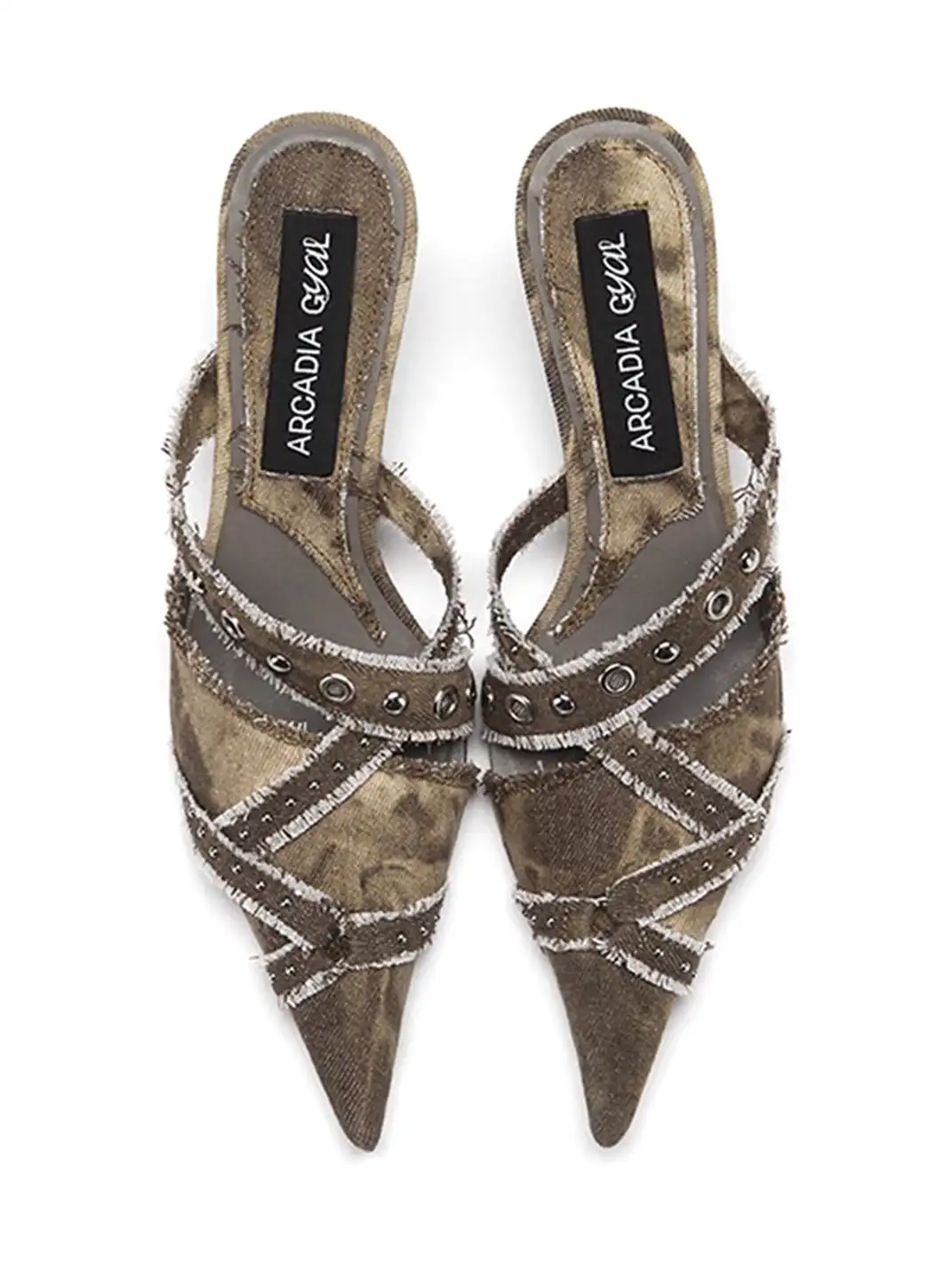 Arcadiagyal | Raw-Edged High-Heeled Pointed Sandals