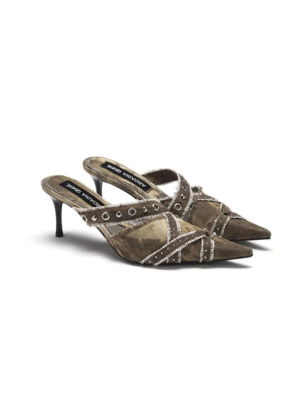 Arcadiagyal | Raw-Edged High-Heeled Pointed Sandals