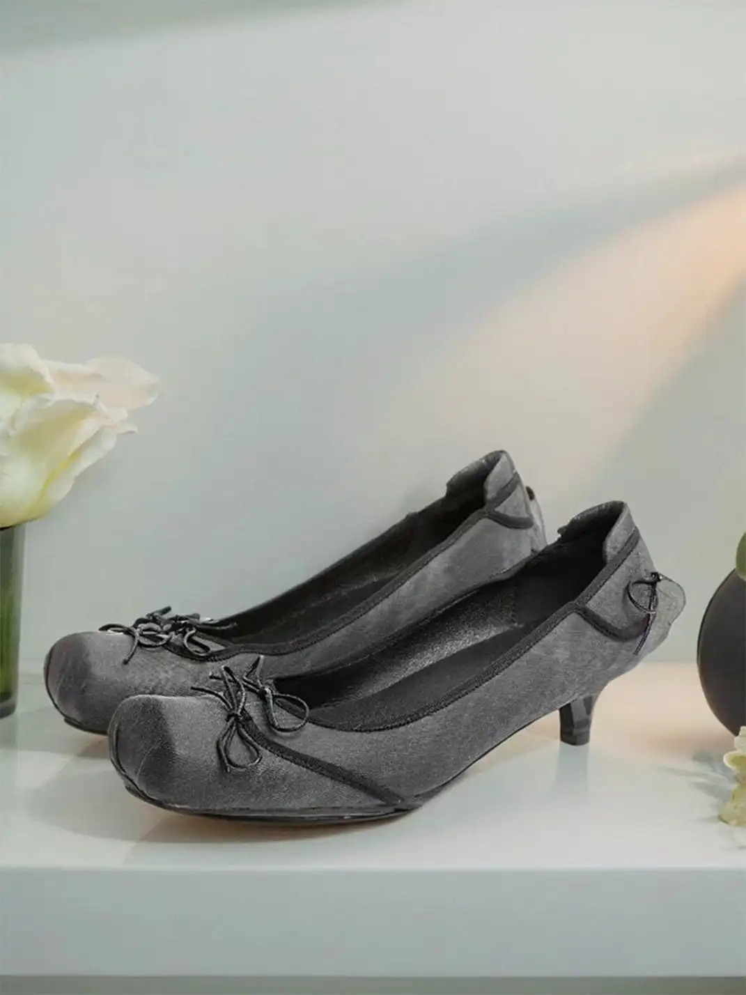 UBORYA | High-Heeled Square-Toe Ballet Flats