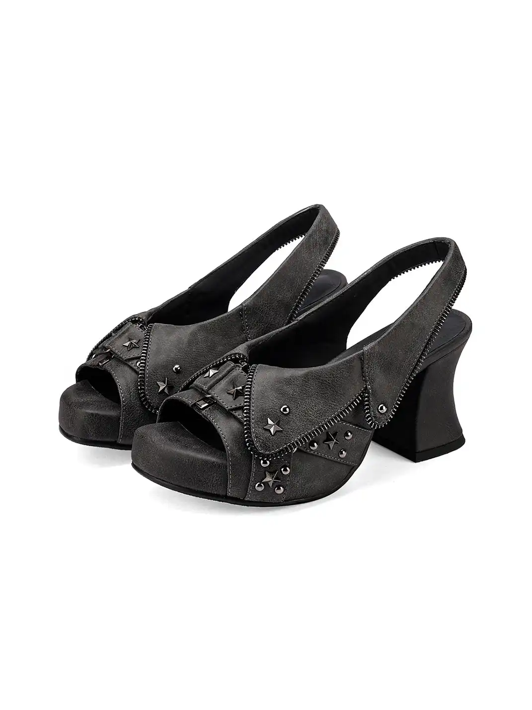 UBORYA | Cowboy Wasteland Peep-Toe High-Heeled Sandals