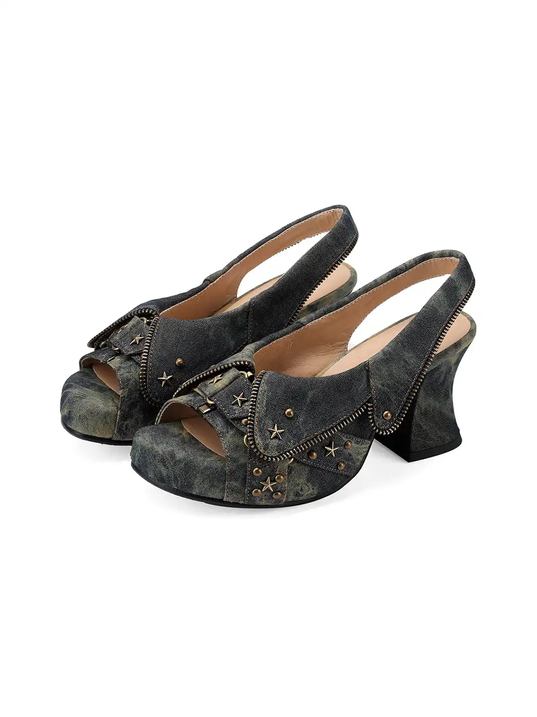 UBORYA | Cowboy Wasteland Peep-Toe High-Heeled Sandals