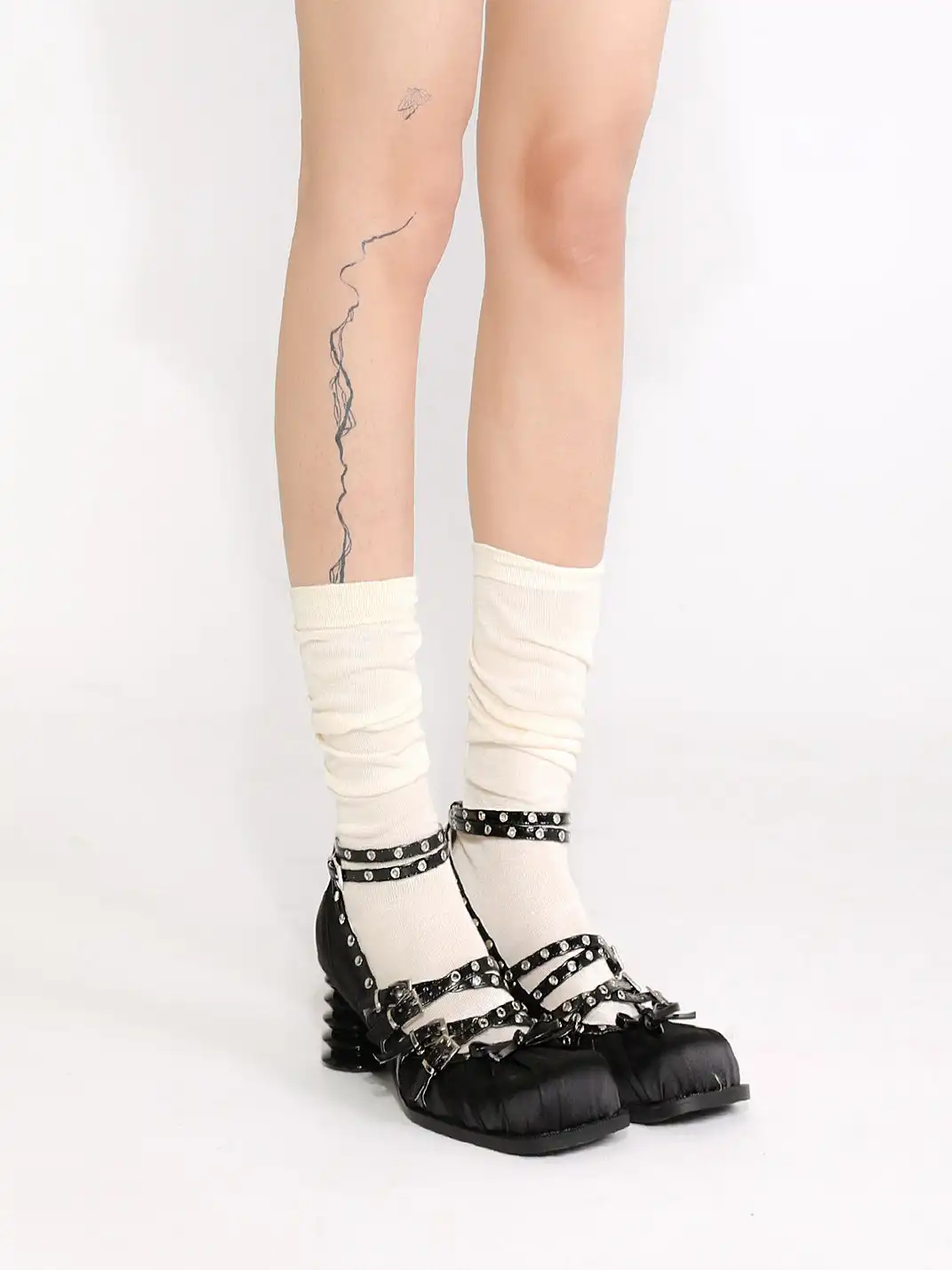 UBORYA | Strappy square-toe chunky heel Mary Jane shoes