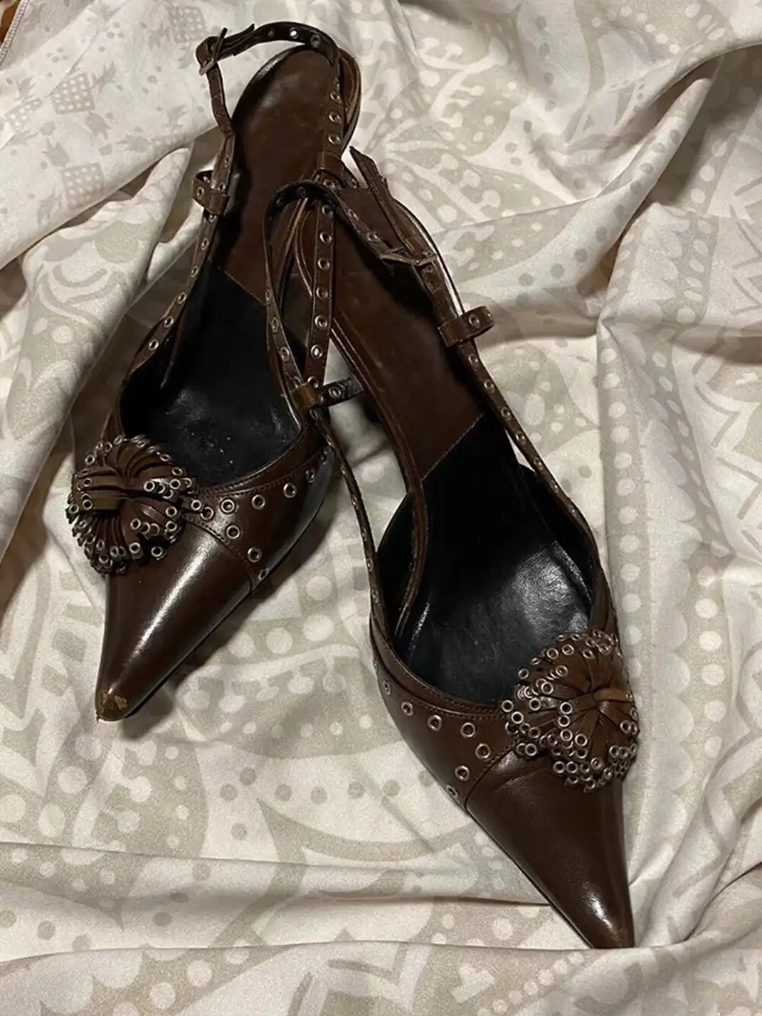 9HAO | Studded Pointed-Toe High-Heeled Sandals