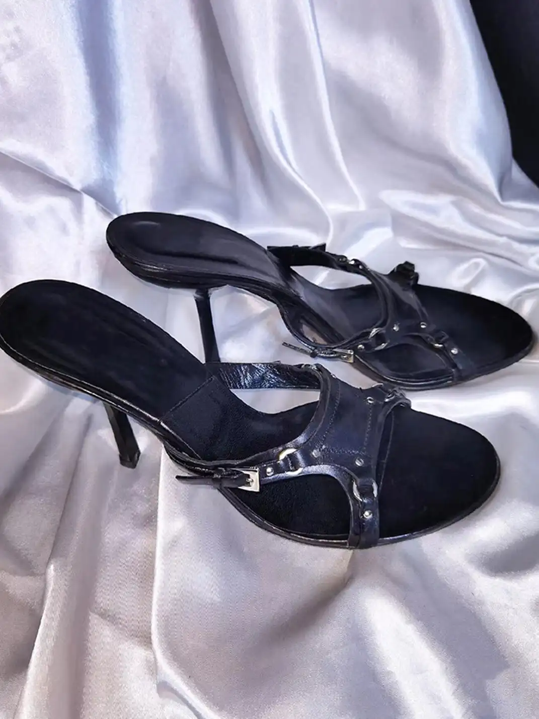 9HAO | Open-Toe Cross-Strap High-Heeled Sandals