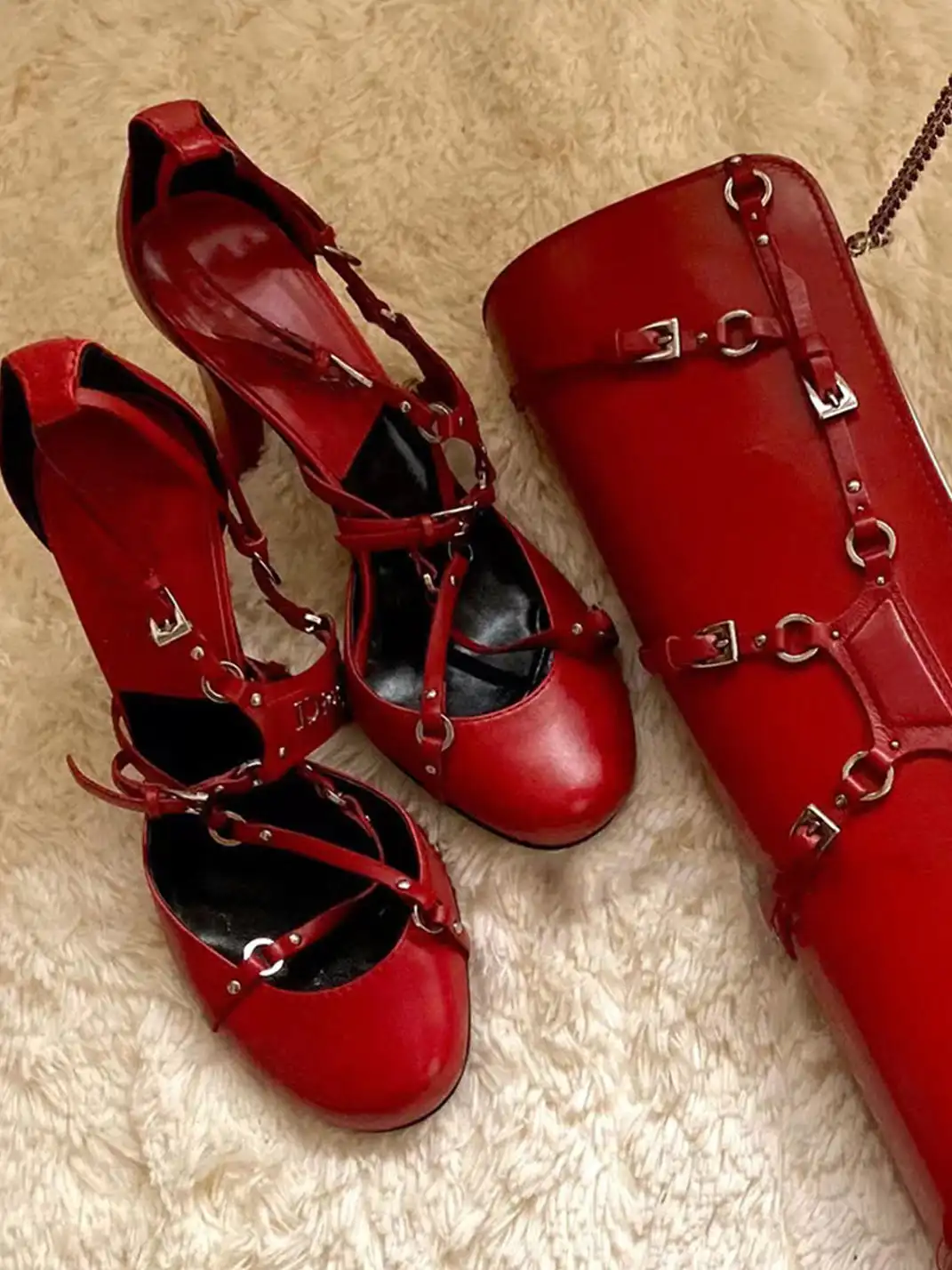9HAO | Round-Toe Cross-Strap High-Heeled Sandals