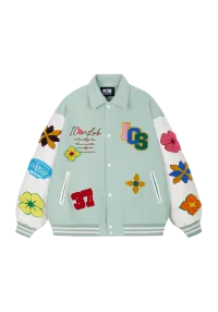Flash Sale丨Flower Contrast Lapel Baseball Jersey(US Only)