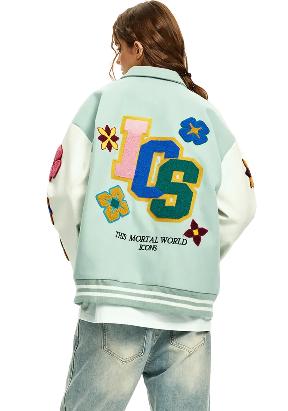 Flash Sale丨Flower Contrast Lapel Baseball Jersey(US Only)